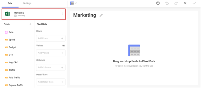 Visualization In Reveal BI when you are creating or editing as you drag and drop fields